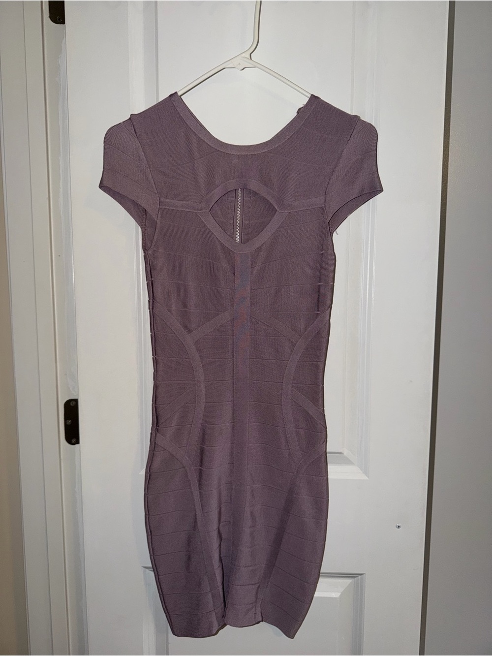 BEBE LILAC BANDAGE MINI DRESS